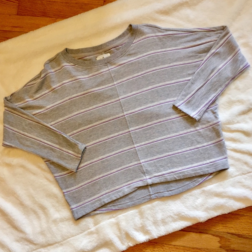 Lou & Grey Striped cropped crew neck sweatshirt